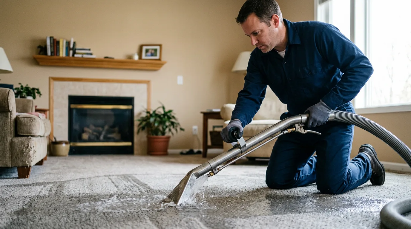 Water damage restoration technician working near Worth, IL
